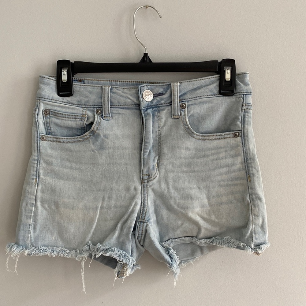 Mid Rise Light Washed Denim Shorts